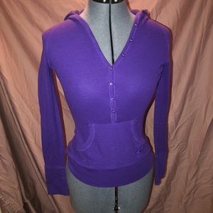 Purple hooded thermal henley